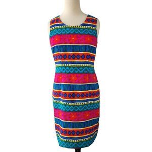 Vintage 80's Twee Mini Dress Women's 6P Pink Colorful Glam Floral Retro Artsy